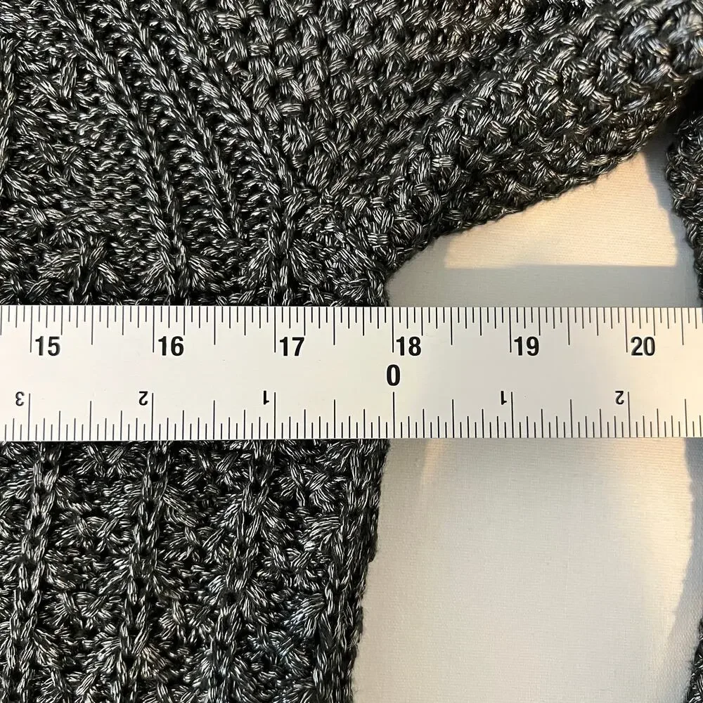 Calvin Klein Jeans‎ Open crochet Knit Chunky Sweater Women's Med Metallic Silver